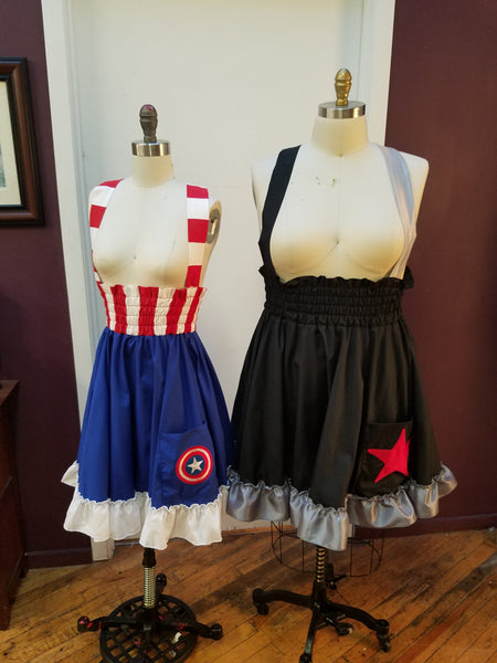 High Waisted Skirt Avenger SuperheroLolita Jumper Halloween Costume Custom Petite to Plus Size Womans Captain America Cosplay