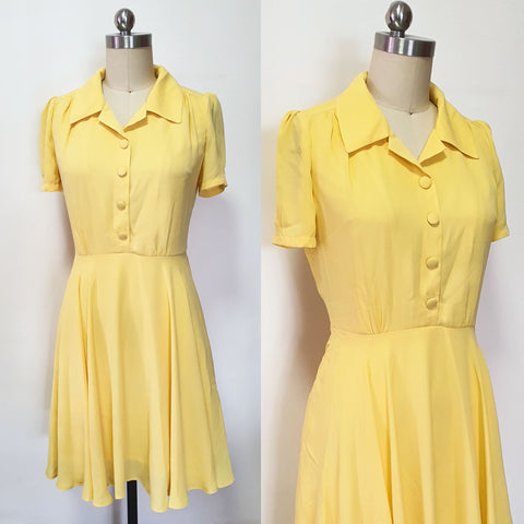 Summer casual dress 1950s dress Flare shirtdress Custom made dress Kate Middleton Yellow Summer dress Fit and flare dress