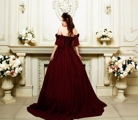 Wedding Maroon long dress Evening Dress Prom Evening Sweetheart with Train Dresses Arabic high quality luxury prom dresses